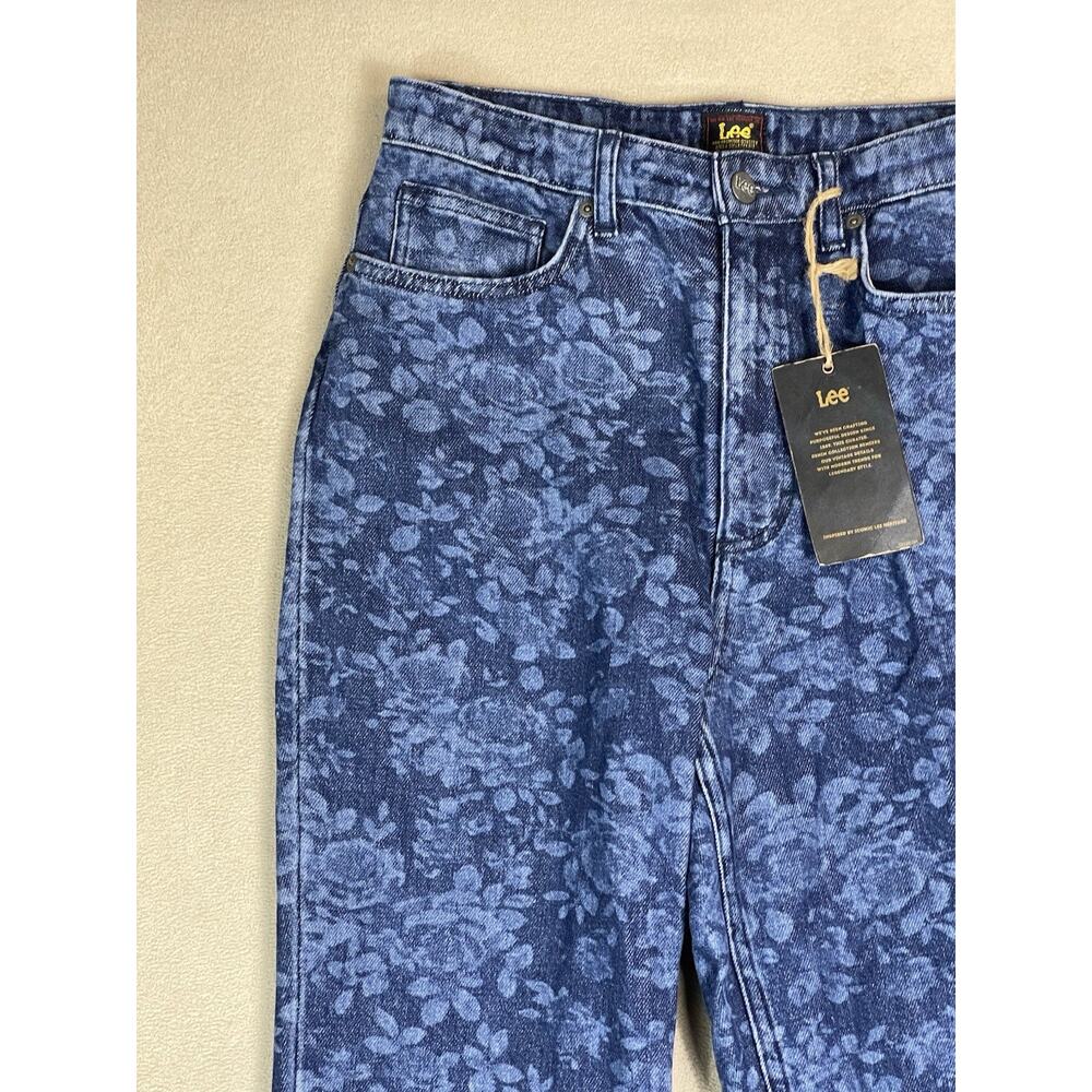 Lee Jeans Womens 30 Blue Floral Print Flare Leg High Rise Stretch Regular Fit - Picture 3 of 15